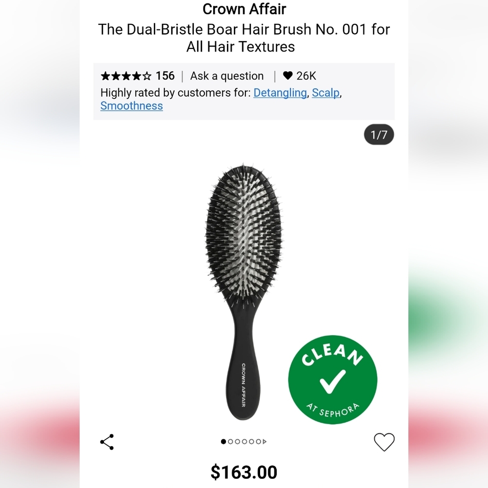 Crown Affair N. 001 Dual Boar Bristle Nylon Hair Brush